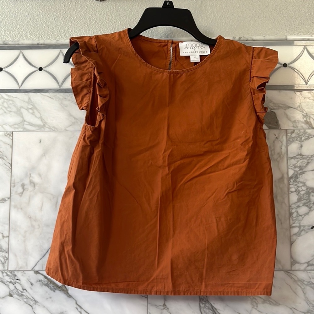 Mare mare x Anthropologie brown flutter sleeve top